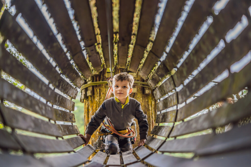 Conquering the nets and obstacles in a net park is a fantastic way to boost your confidence. 