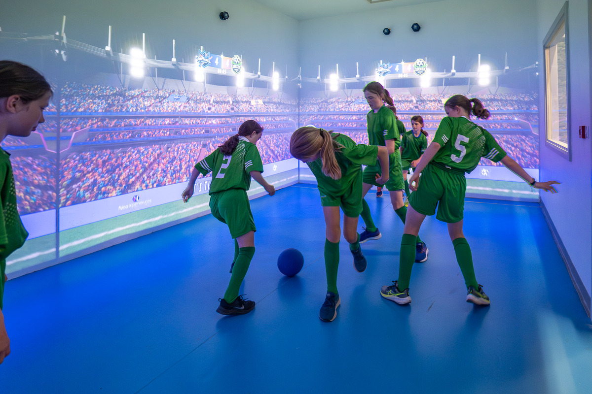 Scoil Padraig Girls Team enjoying the Interactive Gaming Zone, Westport Estate.