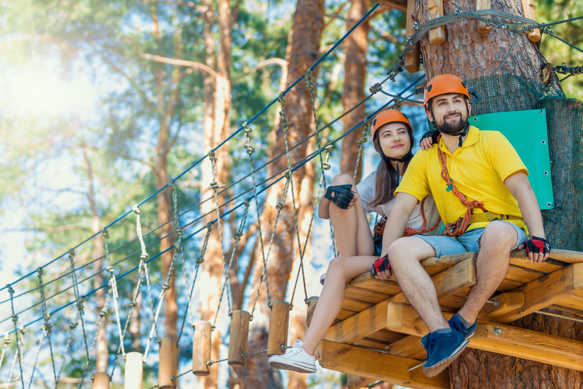 Give Aerial Trekking a go at Westport Adventure, an elevated, aerial obstacle course. 